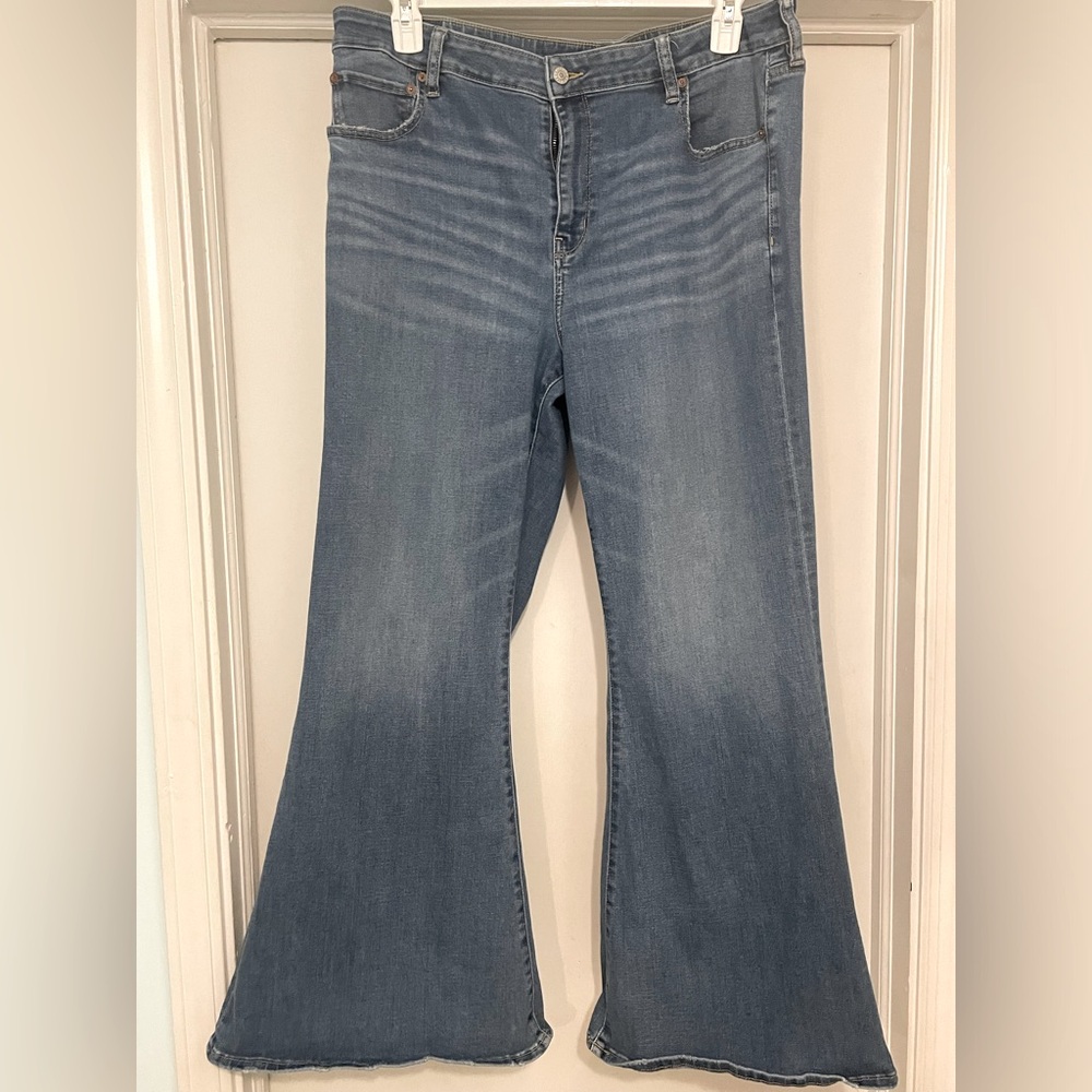 size 20 American Eagle next level stretch festival flares.  Comfiest jeans ever